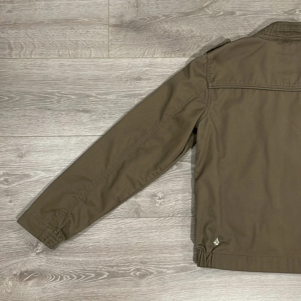 NWOT Volcom Women's Frochickie 2 Lovin Phoebe Brown Zip Up Canvas Moto Jacket XL - Picture 14 of 16